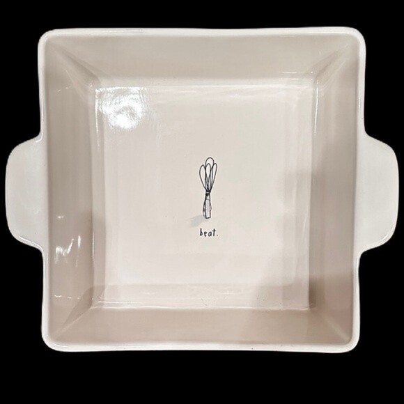 Rae Dunn Sketch BEAT Whisk Square Baking Dish - Picture 3 of 14